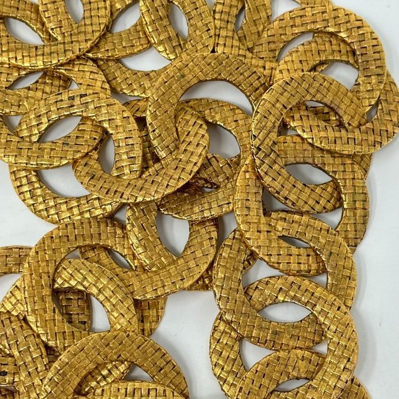 CHANEL Vintage Collection 29 Gold Plated Textured Circular Link Logo CC Belt - S - Picture 10 of 10